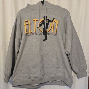 Elton John Hanes Gray Retro Graphic Hoodie Sweatshirt Concert Legend Iconic